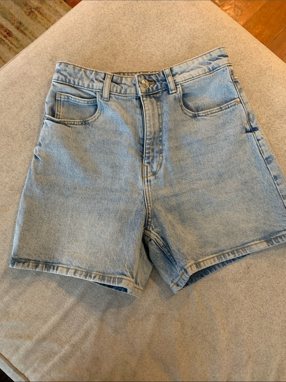 Zara Light Blue High-Rise Jean Shorts